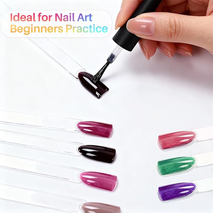 200PCS Nail Swatch Sticks - Clear Nail Color Swatches with Ring Acrylic Fan Shape Nail Polish Sample Swatches Nail Practice Stick Gel Polish Display Stick for Technician Beginner Home Salon Use