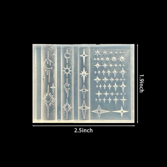 3D Star Nail Mold Multiple Shapes Metal Starlight Silicone Nails Molds Accessories Gel Moon Art Manicure Tools