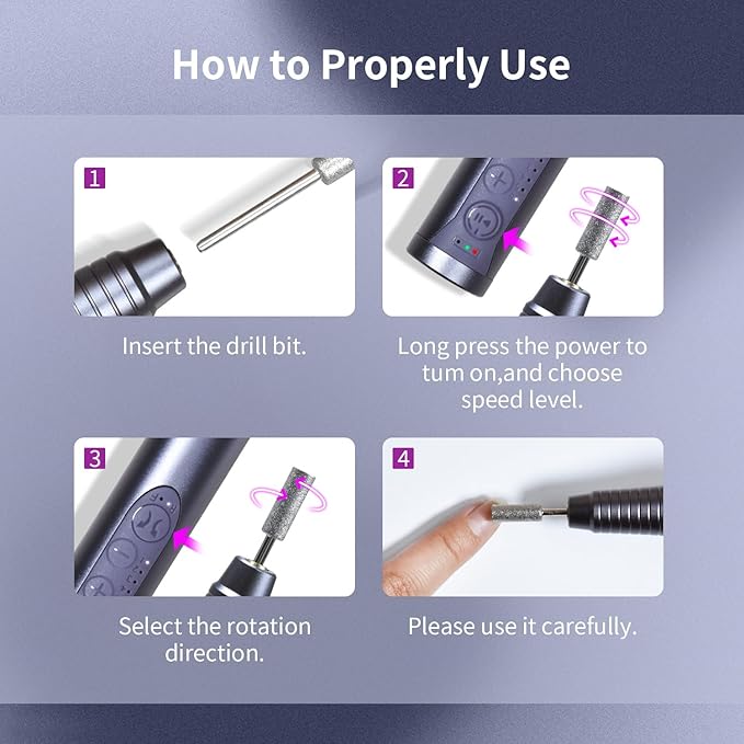 JODSONE Controllable Speed Portable Nail Drill Professional Electric 30000RPM Home Salon Polishing Manicure Nail Drill
