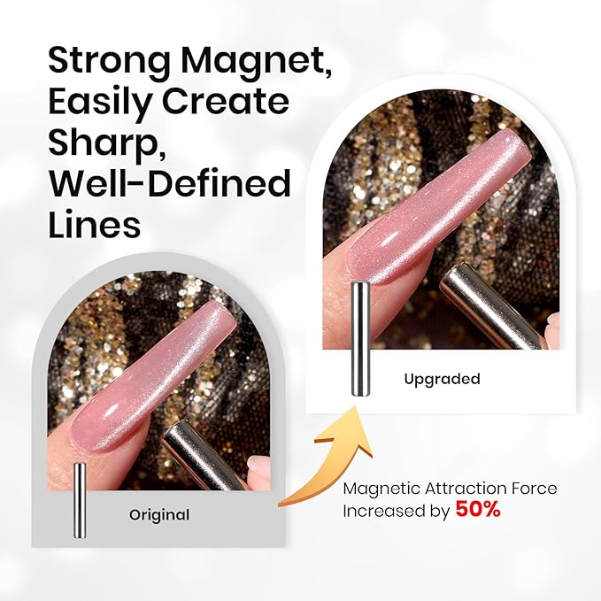 Beetles Cat Eye Gel Top Coat，2 in 1 Top Coat Gel Nail Polish & Cat Eye Magnetic Effect No Wipe - Shine Finish and Long Lasting, Soak Off LED Nail Lamp Nail Art Design Manicure Diy at Home