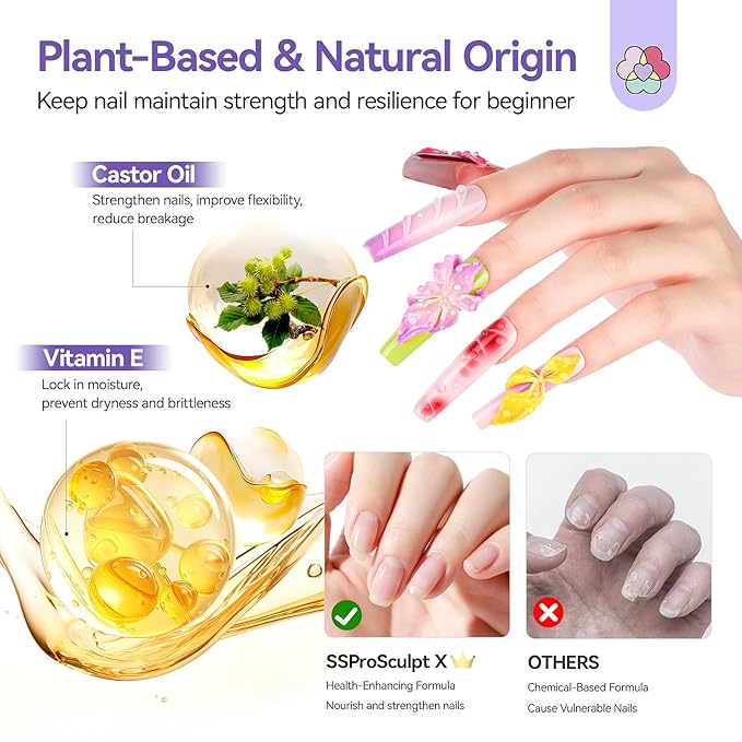SAVILAND 60 g 3D Nail Gel: Strong Molding 3D Gel Nail Art Sculpture White Sculpting Gels No Wipe for Extension Non Sticky Gels Builder 3D DIY At Home Gift Set