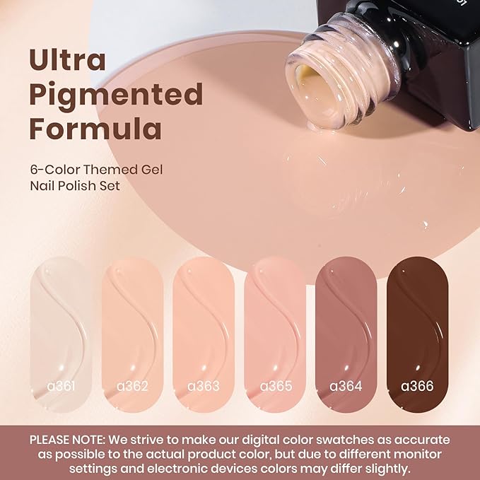 beetles Nude Gel Polish Set - Skin Tones Collection Nude Brown Neutral Polish 6 Colors Gel, Polka Dot Nails Design Soak off Uv Led Lamp Needed Manicure Diy Home