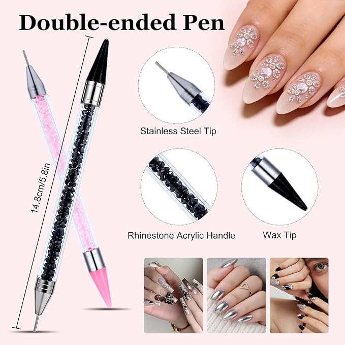 14 Pcs Rhinestone Picker Tool Nail Art Design Bedazzling Dotting Tool Rhinestone Applicator Diamond Jewel Gem Picker Tool With Wax Pencil and 2 Nail Art Tweezers