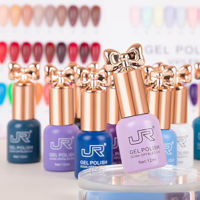 JR 10pcs 12ml Gel Nail Polish Set Blue Purple Gel Polish Set Semi Cured Long Lasting Vegan Chip-Resistant Soak off Nail Polish Gel Purple Gel Polish Gifts for Women F