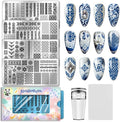 PH PandaHall 4pcs Chinese Style Patterns Nail Stamp Plate Retro Long Strip Nail Art Template Floral Motifs Nails Stencils Traditional Border Nails Image Plate for Women Manicure Tips Design Decoration