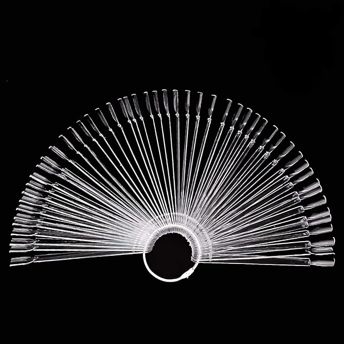 KINJOEK 150 Tips Clear Nail Swatches Sticks, Nail Art Supplies for Nail Art Polish Display and Home DIY, Transparent Nail Practice Tips Sample Sticks Color Display Board Accessories with Ring