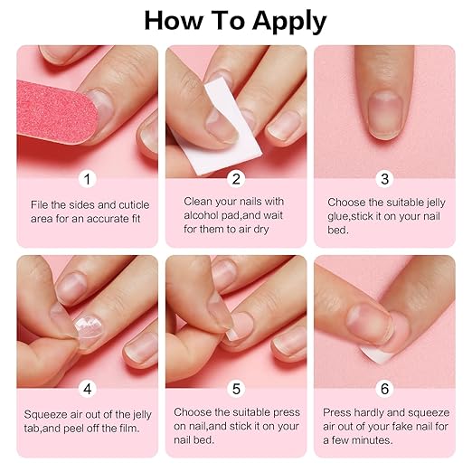 Curvlife 20 Sheets High Polymer Jelly Glue for Fake Nails, 12 Sizes Waterproof Breathable Double-Sided Nail Adhesives, 0.3mm Thick Press On Nails Glue Stickers for Daily Use