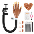 LIONVISON Practice Hand for Acrylic Nails: Magnetic Manicure Fake Nail Training Hand with Flexible Detachable Hand & 100 Strengthen Nail Tips for Nail Beginners (Brown)