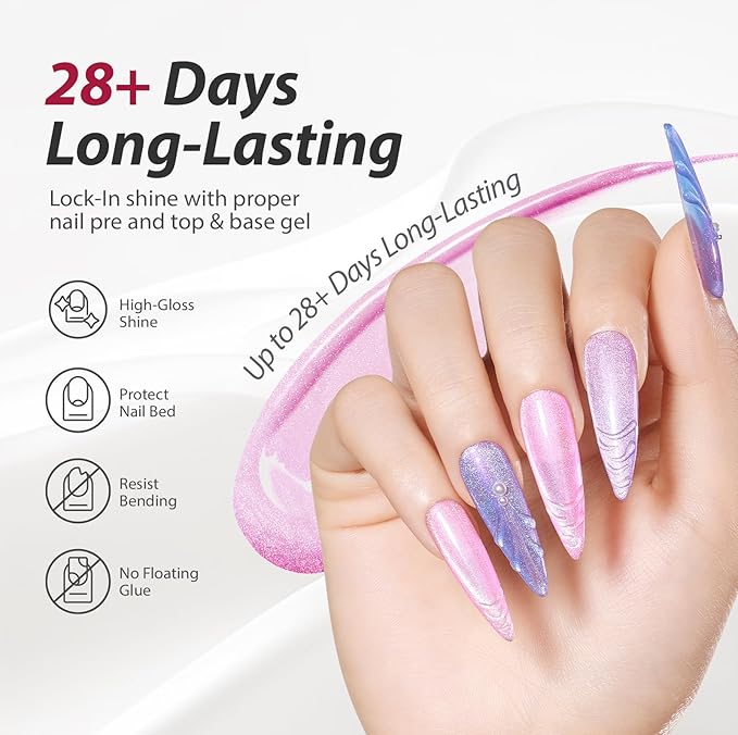 Makartt Cat Eye Gel Nail Polish Set: 6 Colors Shimmer Magnetic Gel Polish Kit 15ML One N'Done Holographic Green Pink Blue Purple Nail Polish Soak Off UV LED Nail Art Manicure Gift for Women