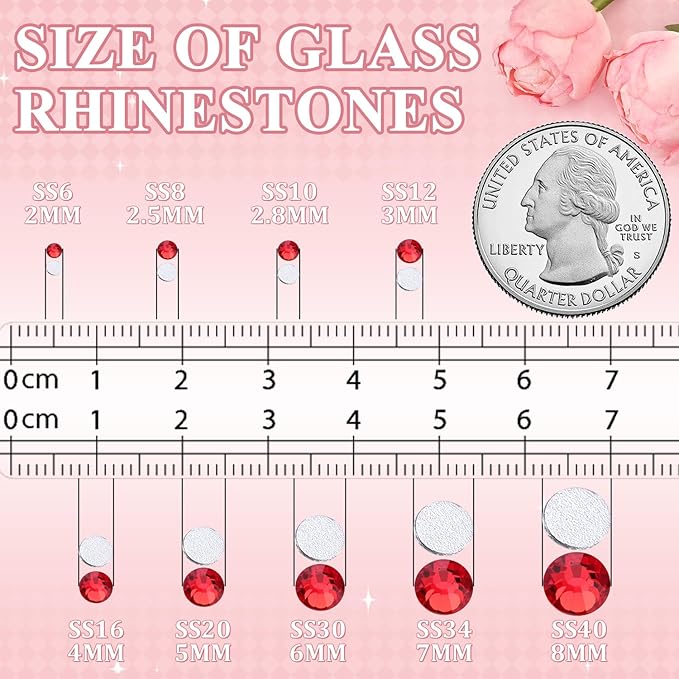 2000PCS SS20/5mm Crystal Rhinestones (Red/Siam), Bedazzling Flatback Glass Rhinestones for Crafting, Gems Diomand Charms for Tumbler Shoes Clothing Mugs Nail Art