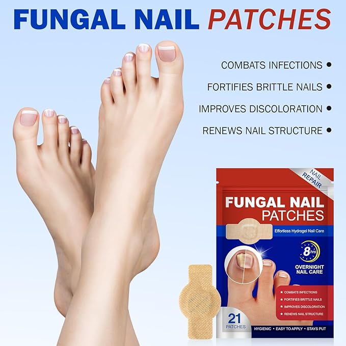 Toenail Treatment Extra Strength, 8-Hour Nail Patch for Strengthening, Strengthens Brittle Nails, 21pcs Nighttime Nail Repair for Damaged, Discolored Nails