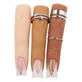 Silicon Fake Fingers Nail Art Practice Set–3 Skin Tones Reusable Practice Fingers for Acrylic Nails & Color Display, Flexible Wire Core Training Model Technician Supplies Salon Accessories