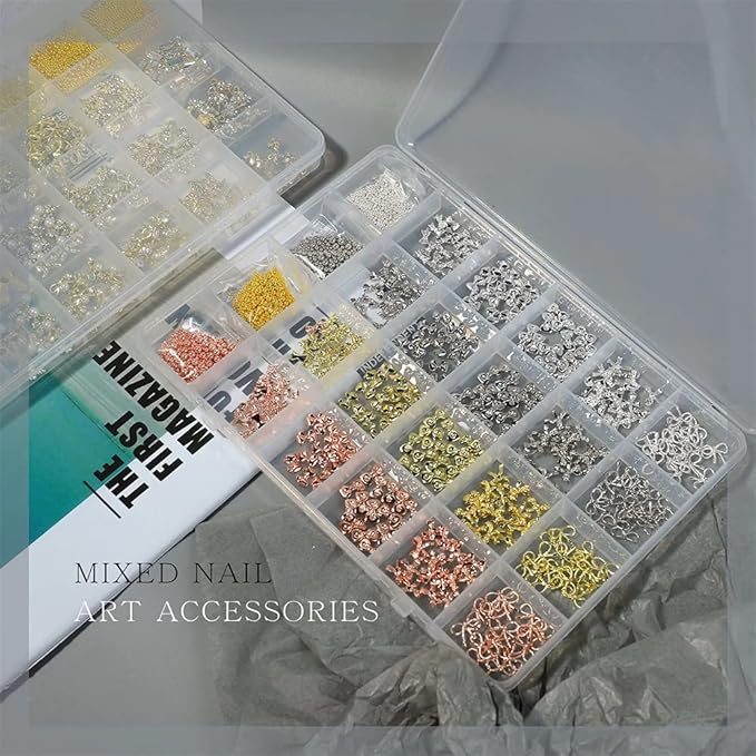 1 Box Gold Silver Alloy Bow Nail Art Decorations Rose Gold Nail Beads 3D Charm Bow Ties Nail Jewelry Ornaments Elegant Bowknots Nail Tips Decorations Manicure Accessories For Nails