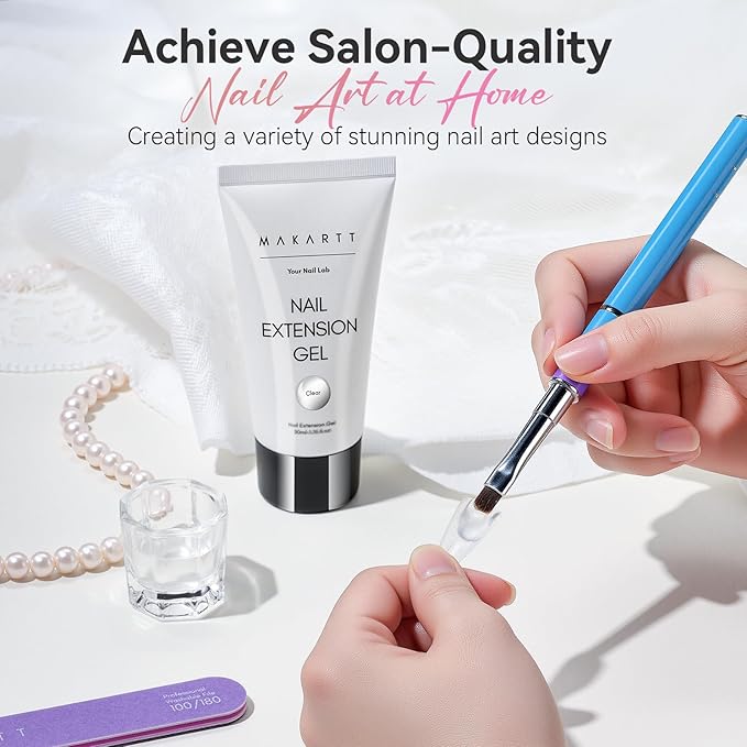 Makartt Hema-Free Poly Nail Gel Clear 50ML Gel Builder for Natural-Looking Strengthener 3D Molding Gel for Trendy Nail Art Long-Lasting and Easy to Use for Home Salon
