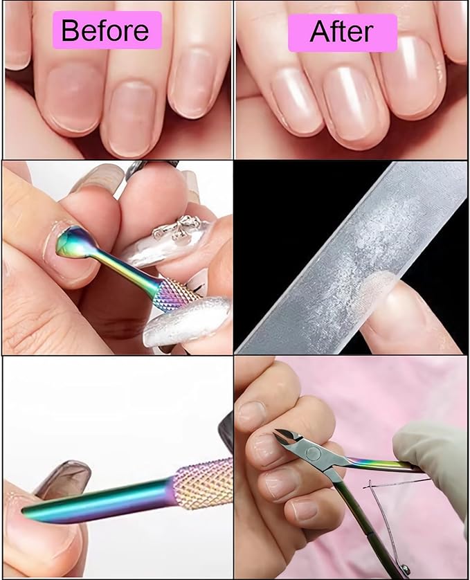 Cuticle Trimmer with Cuticle Pusher and Cutter,Cuticle Remover Nippers Professional Stainless Steel Cutter Clippers,Pedicure Manicure Tools for Fingernails Toenails