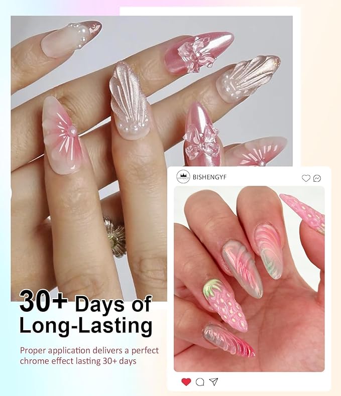 3D Nail Gel Art BISHENGYF - 15g Sculpting Gel Nail Glue with Gold White Chrome Nail Powder for Nail Art Non-Sticky Hand Hard Gel Carving Gel for Chrome Powder for Art Home DIY