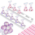 Makartt Nail Stand: Nail Holder for Painting Nails DIY, Magnetic Press on Stand Pink and Purple for Art Display Practice, Purple Glitter Flower Fake Holder for Home Salon with Reusable Adhesive Putty