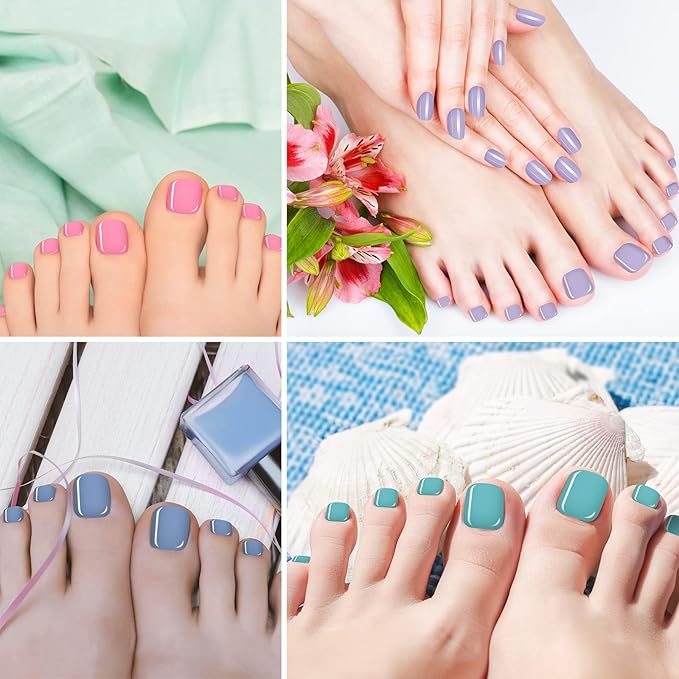 Maitys 720 Pieces Fake Press on Toe Nails Short False Toe Nails Square Solid Color Full Cover Matte Finish for Women(Fresh Color)