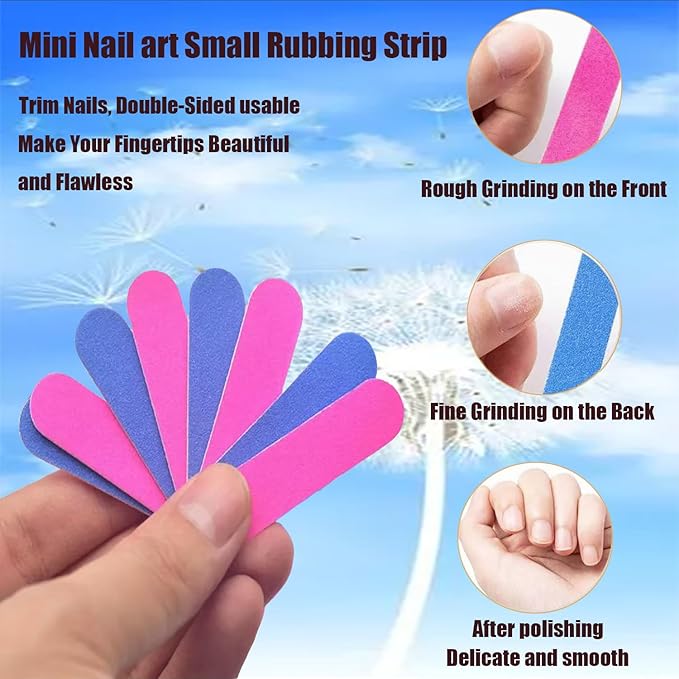 Mini Nail Files Bulk, 100 Pack 3.4 Inches Disposable Double Sided Emery Boards Manicure Pedicure Tools(10034)