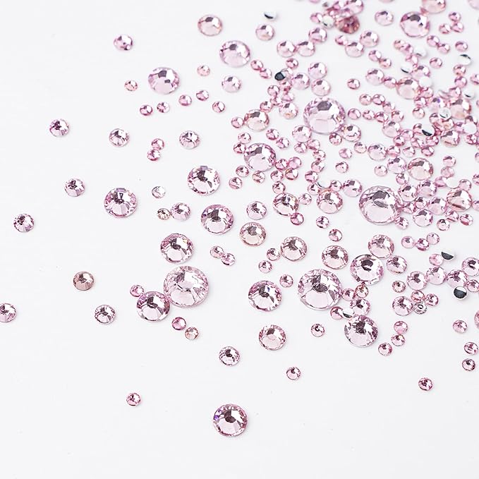 Canvalite 1500PCS Pink Rhinestones Flat Back Gems, Nail Rhinestones Nail Art Gems with Pick Up Tweezers and Rhinestone Picker Dotting Pen, Nail Art Tools for Nails, Clothes, Face, Craft