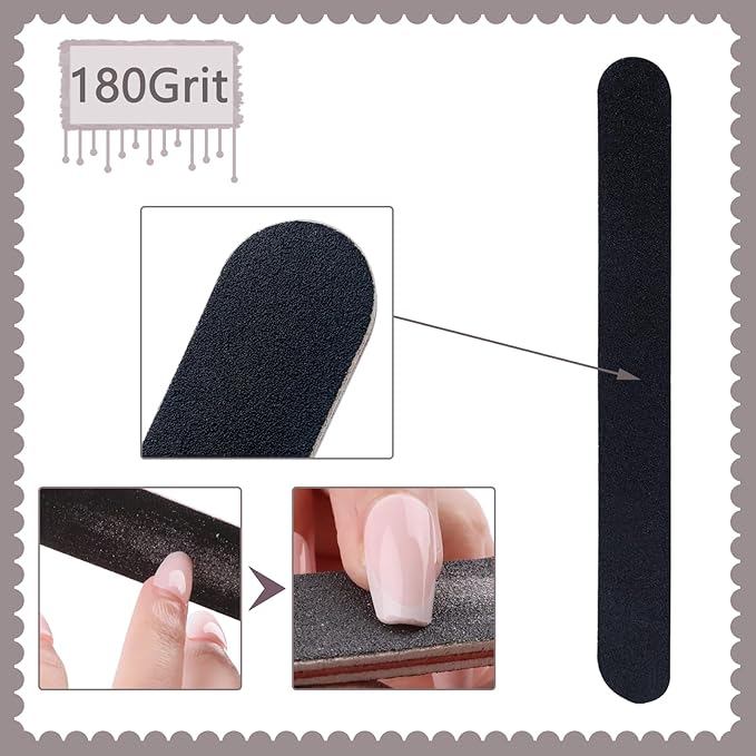 Nail File, 40 Pack Black Nail Files, 100/180 Grit Double Sides Professional Manicure Tools Kit Nail Buffering File for Home Salon