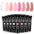 ROSALIND Poly Nail Gel Set, 8 Colors 10g Clear Pretty Poly Extension Gel Nail Set, Nude Pink Poly Nail Gel Set Builder Pink Gel Extension Kit for Nail Art Design Easy DIY Gift for Women