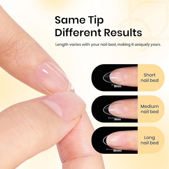 Beetles Gel Nail Tips Almond, Extra Short 288Pcs 12 Sizes Etch-X Full Cover Soft Acrylic False Nail Tips Almond Shape Easy DIY Nail Extension Art Salon Gift for Women