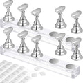 Blulu 2 Set Nail Stand for Painting Press Nail Holder Acrylic Magnetic Tips Training Fingernail Display Stands DIY Crystal Holders and 96 Pieces White Reusable Adhesive Putty(Silver)