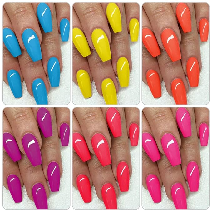 AIMEILI Hot Pink Neon Gel Nail Polish, and No Wipe Top and Base Coat Set