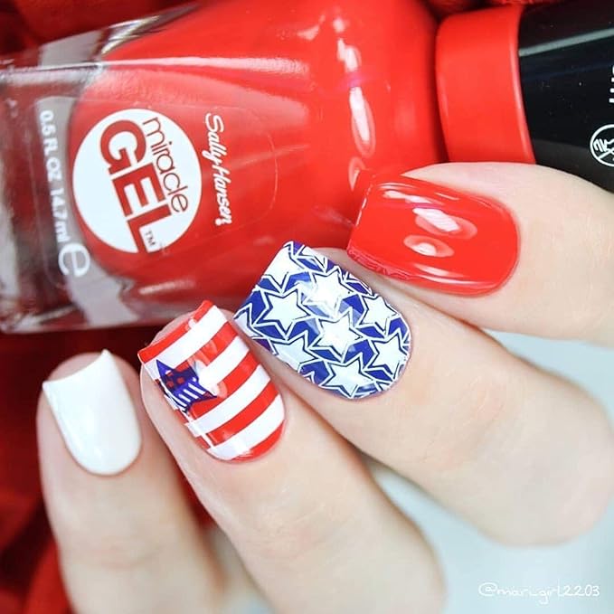 Whats Up Nails - B043 Stars and Stripes Stamping Plate for Nail Art Design