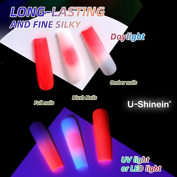 Cushion Gradient Painting Gel, Ombre Nails Aura Nails Full Coverage Precise Control of Each Dip Matte Effect Non-Wipe Long Lasting French Manicure Soak Off UV LED DIY Nail Art (09)