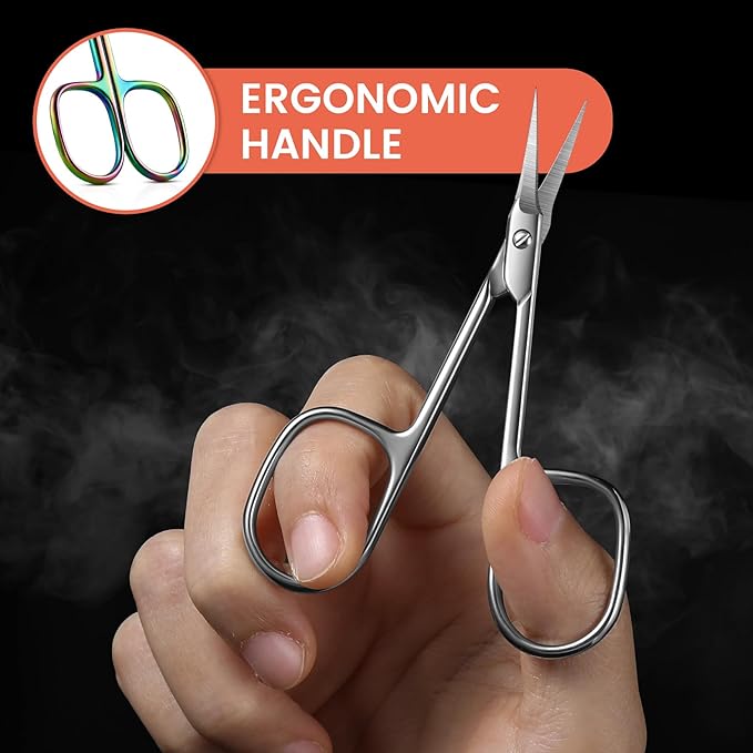 BEZOX Curved Cuticle Scissors - Precision Manicure Scissor Nail Cuticle Trimmer, Professional Stainless Steel Nail Scissors for Cuticle Care, Cuticle Cutter Small Scissors for Women - Silver