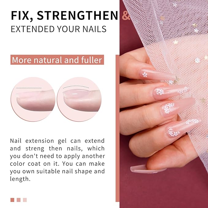 Salon-Grade Builder Gel（Milky White+ Mocha）- Hypoallergenic Strong Base Coat | Long-Lasting Adhesion (30+ Days) for Professional Nails Gift for Women