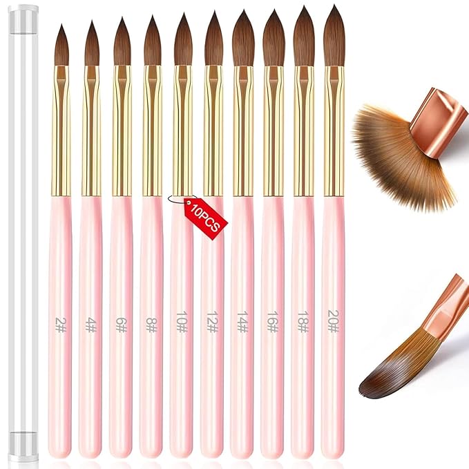 Nail Art Brushes Set,10pcs Nail Art Tools Nail Art Design Pen Painting Tools Fingernail Brush Nail Cleaning Brush for Acrylic Application Acrylic Powder 3D Nail Carving Nail Art Brushes Set