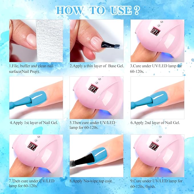 MTSSII Blue Gel Nail Polish Set 12 Colors, Royal Blue Sky Blue Glitter Navy Blue Nail Gel Polish Kit Light to Dark Shades Soak Off Nail Art Salon Design Home Manicure Holiday Gift for Women Girl