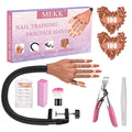 MEKK Practice Hand for Acrylic Nails Flexible Nail Practice Hand Never Fall off Nail Trainning Hand Kits with Nail Files, Brush, Acrylic Clipper and Tips