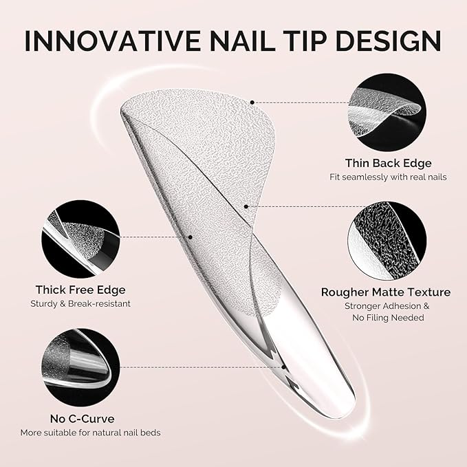 MelodySusie Short Square X Nail Tips - 600Pcs 15 Sizes Clear Acrylic, Half Matte Full Cover Press on Nails for DIY Extension & Salon Use, Pre-Shaped for Long-Lasting Manicure, Fall Winter Nails