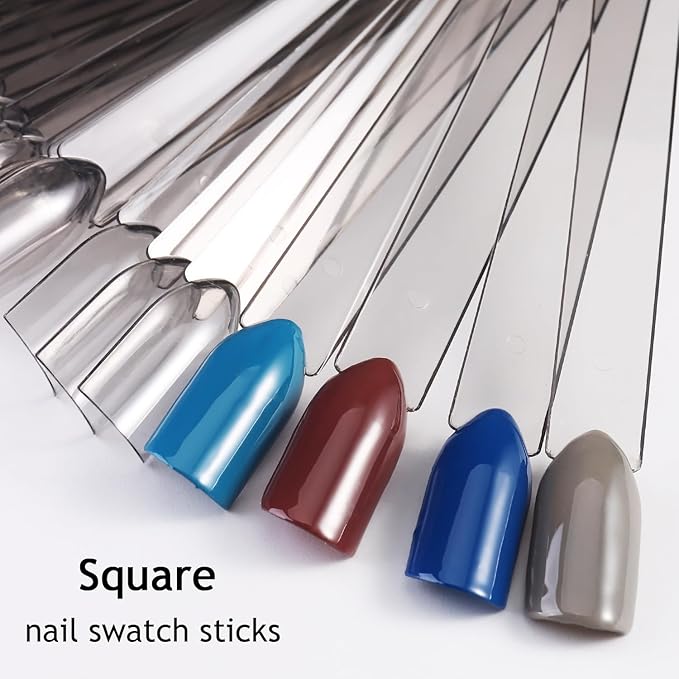 150pcs Nail Swatch Sticks With Ring, Ballerina Square Oval Nail Color Swatches For Nail Display False Nail Polish Sample Sticks Practice Nail Tips Transparent Black Board Nail Art Supplies