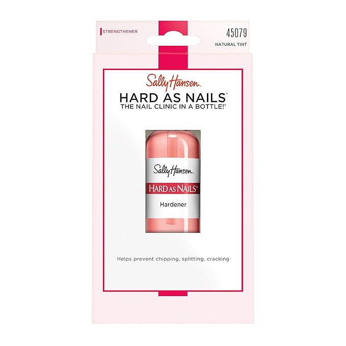 Sally Hansen Hard As Nails Nail Strengthener, Natural Tint | Pack of 2 | Rosy Tint | Base Coat | 0.45 Fluid Ounces