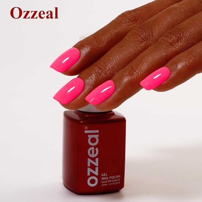 Neon Gel Polish, 0.5 Fl Oz Hot Pink Gel Nail Polish Neon Pink Spring Summer Soak Off LED UV Gel Nail Polish Starter Manicure Salon DIY Nail Gel Polish