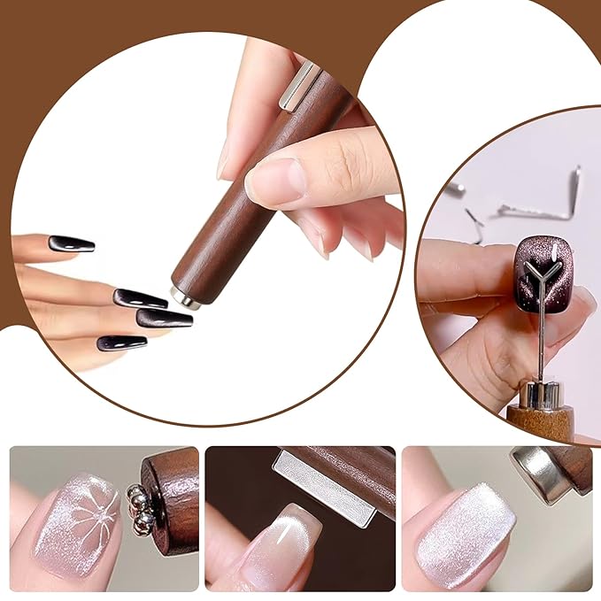 2 PCS Nail Magnet With 5 Pcs Y-Shape Mold Set For Nail Art Cat Eye Magnet For Nails, 3 In 1 & 2 In 1 Magnet For Nails, Heart Magnet For Cat Eye Gel Polish Magnet Stick Pens Nail Tools