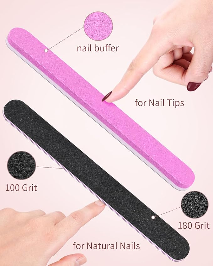 MORGLES Clear Acrylic Nail Tips, 500 Pcs French Nail Tips Square Half Cover with Glue, Clipper, Files and Cuticle Fork for Salons and Home DIY