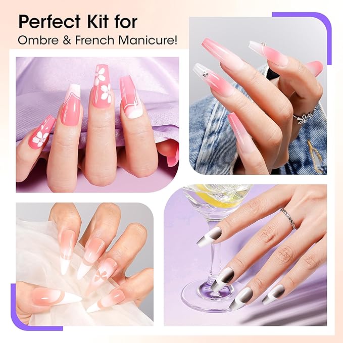 GELLEN Nude Patting Gel Polish, Cream Cushion Gradient Painting Gel for Ombre Aura, French Nail Art, Pat Paint Gel for Drawing Liner with Silicone Brush & 36pcs French Tip Guide