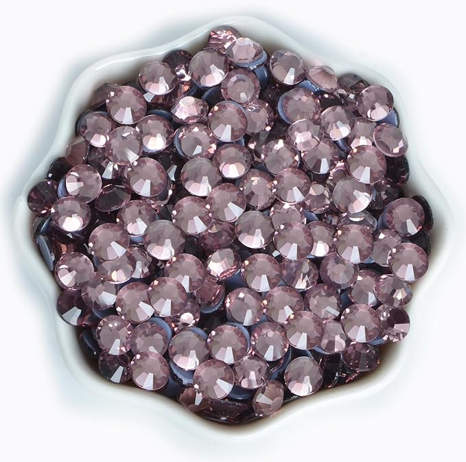 2880 Pieces SS3 Lt. Amethyst Hotfix Rhinestones Flatback Round Crystal Glass Rhinestones Gems for Crafts Nail Face Art Clothes Shoes Bags DIY