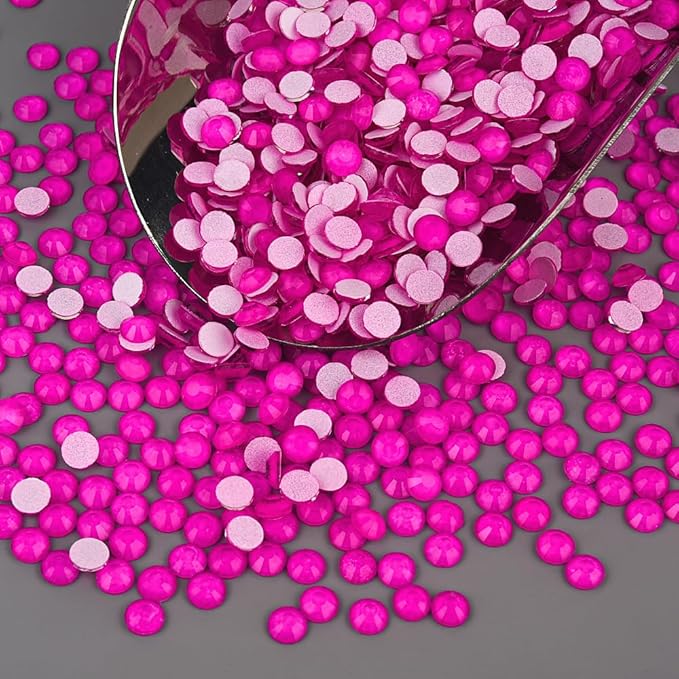 Blinginbox Flatback Rhinestones Round Gems, 1440pcs Luminous Series Glass Stones Neon Gems Non Hotfix Crystal Rhinestones for Nail Charms Crafts Clothes Tumblers,Hot Pink Neon,SS20.