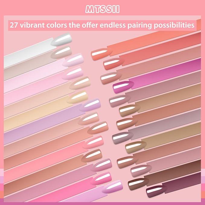 MEET ACROSS 27PCS Gel Nail Polish Set,27 Colors Gel Nail Kit Art Design Soak Off UV LED,Nail Art Design Gifts for Women