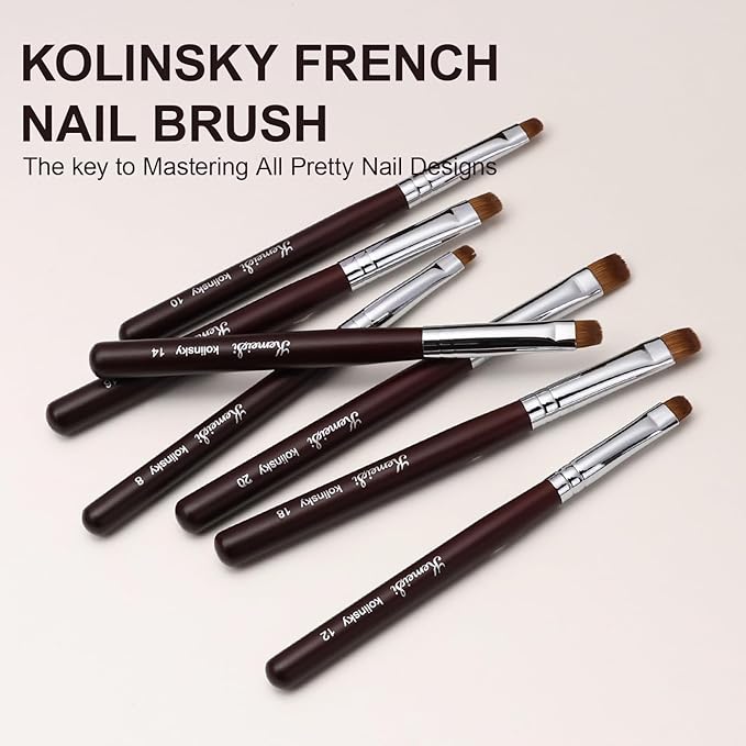 Nail Brush for French Tip, Clean Up Brush for Gel Polish Dual-Use Brush with Wooden Handle for Acrylic/Polygel/Builder Gel #18
