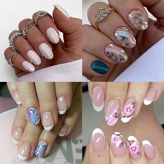 LoveOurHome 360pc Extra Short Oval Nail Tips Clear Fake Nails XS Round Almond Gel Nail Tips Full Cover Acrylic Nails Clear Press on Nails Short Oval 15 Sizes False Fingernail for Gel Nail Extension