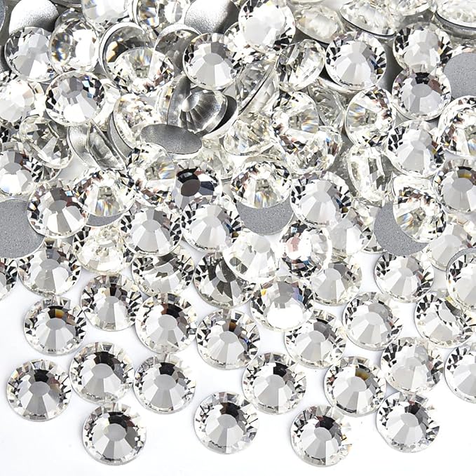Blinginbox Flatback Rhinestones Bulk,14400pcs Crystal Round Loose Gemstones Glass Rhinestones for Crafts Makeup Nail Art Clothes Shoes DIY Decorations(SS10,2.7-2.9mm,Crystal)