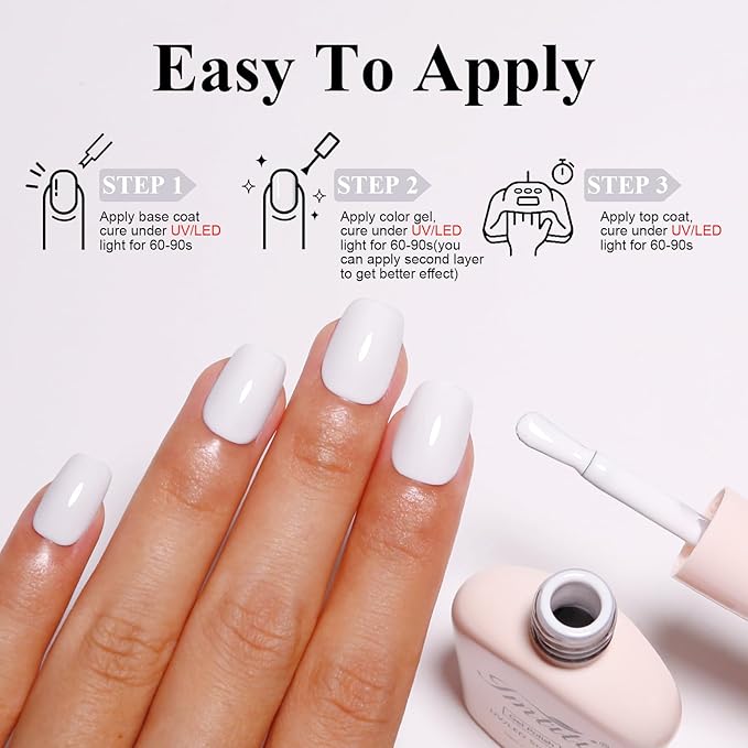 Imtiti 10ML White Nail Gel Polish Soak Off LED UV Nail Gel DIY at Home Salon Art Gift for Women Girls 1PCS
